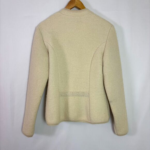 Vintage Kitz-Pichler Boiled Wool Cardigan Jacket Womens Small Cream Button Front - Picture 3 of 16